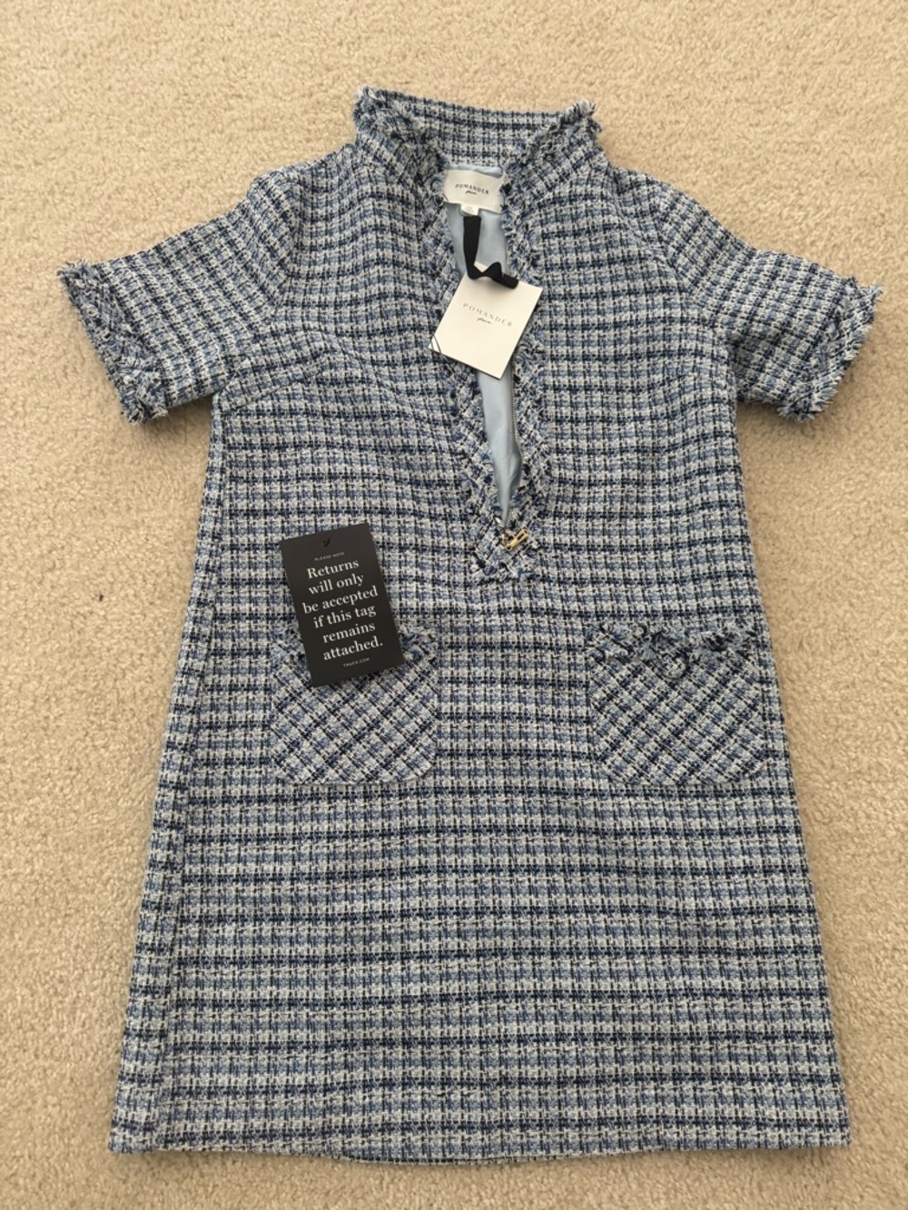 Pomander Place by Tuckernuck Blue and White Tweed Ophelia Shift Dress